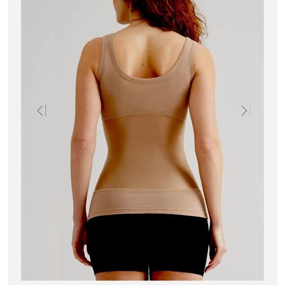 Yummie Tummie Boyfriend Tan Spaghetti Strap 3-Panel Shaping Tank Scoop Top Med - Picture 2 of 14